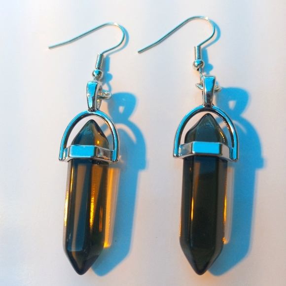 Smoky quartz Crystal chakra Point earrings - Picture 3 of 3